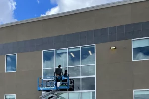 exterior window washing at commercial location